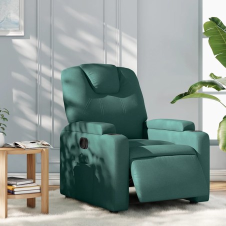 vidaXL Poltrona Elettrica Reclinabile Verde Scuro in Tessuto