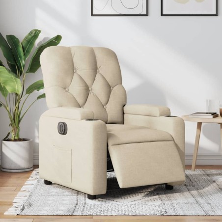 vidaXL Poltrona Elettrica Reclinabile Crema in Tessuto
