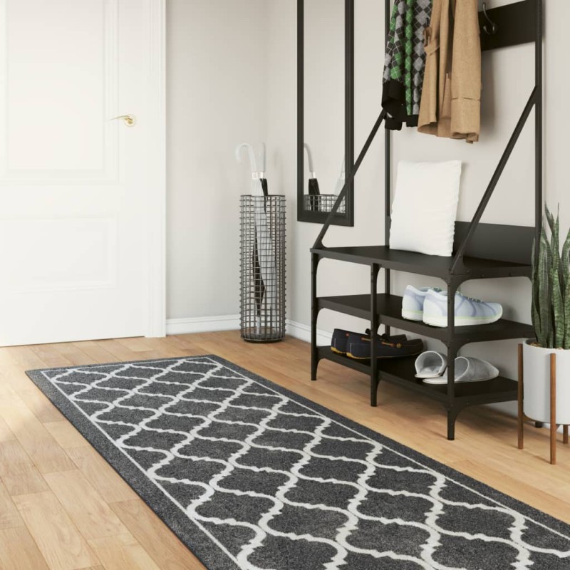 vidaXL Tappeto Lavabile Nero e Bianco 80x300 cm Antiscivolo vidaXL Tappeto Lavabile Nero e Bianco 80x300 cm Antiscivolo