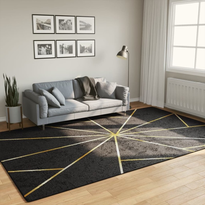 vidaXL Tappeto Lavabile Nero e Oro 190x300 cm Antiscivolo vidaXL Tappeto Lavabile Nero e Oro 190x300 cm Antiscivolo