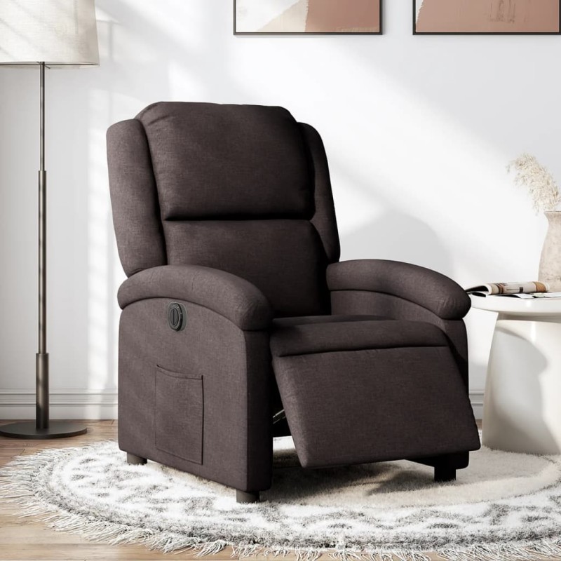 vidaXL Poltrona Elettrica Reclinabile Marrone Scuro in Tessuto