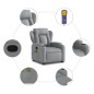 vidaXL Poltrona Alzapersona Massaggi Reclinabile Grigio Chiaro Tessuto