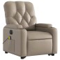 vidaXL Poltrona Alzapersona Massaggio Elettrica Cappuccino Similpelle