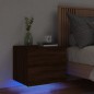 vidaXL Comodino a Parete con luci LED Rovere Marrone vidaXL Comodino a Parete con luci LED Rovere Marrone