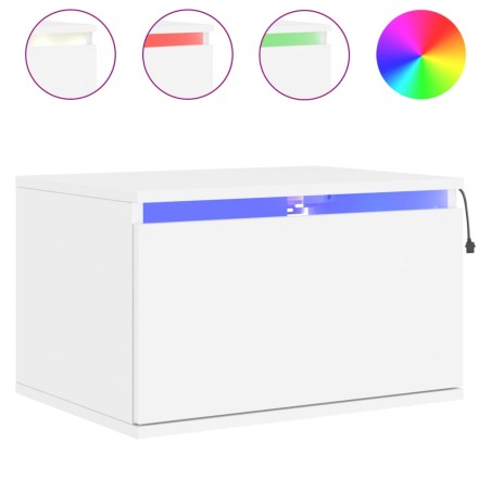 vidaXL Comodino a Parete con Luci LED Bianco