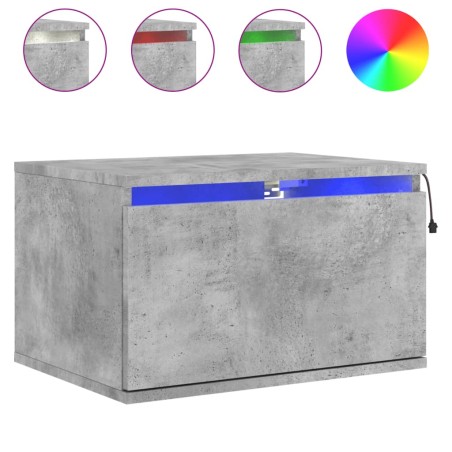 vidaXL Comodino a Parete con Luci LED Grigio Cemento