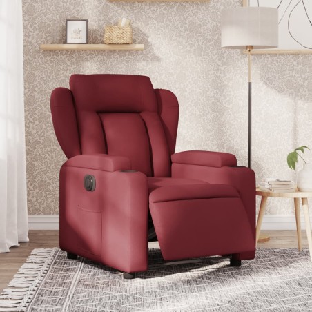 vidaXL Poltrona Elettrica Reclinabile Rosso Vino in Tessuto
