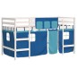 vidaXL Letto a Soppalco con Tende Bambini Blu 90x200 cm Massello Pino vidaXL Letto a Soppalco con Tende Bambini Blu 90x200 cm Massello Pino