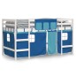 vidaXL Letto a Soppalco con Tende Bambini Blu 90x200 cm Massello Pino vidaXL Letto a Soppalco con Tende Bambini Blu 90x200 cm Massello Pino