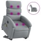 vidaXL Poltrona Alzapersona Massaggi Elettrica Grigio Chiaro Tessuto