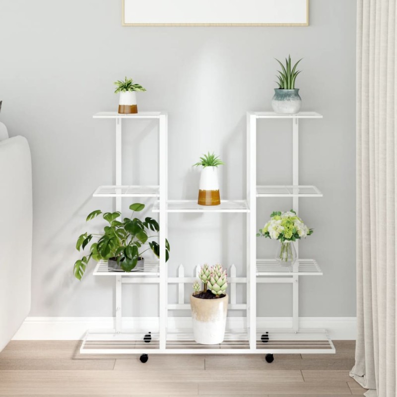 Portafiori con Ruote 94,5x24,5x91,5 cm Ferro Bianco Portafiori con Ruote 94,5x24,5x91,5 cm Ferro Bianco