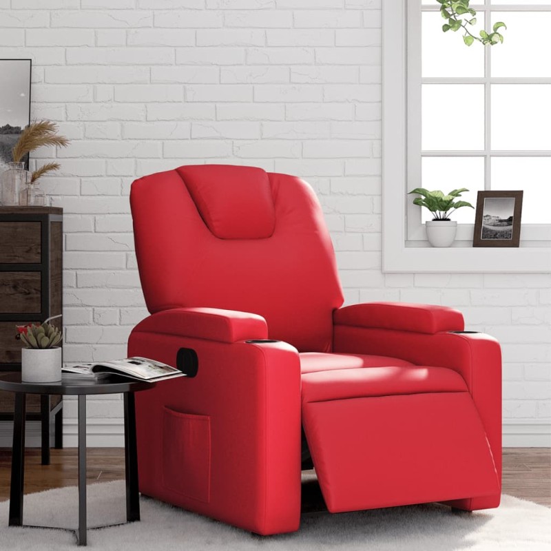 vidaXL Poltrona Reclinabile Elettrica Rossa in Similpelle