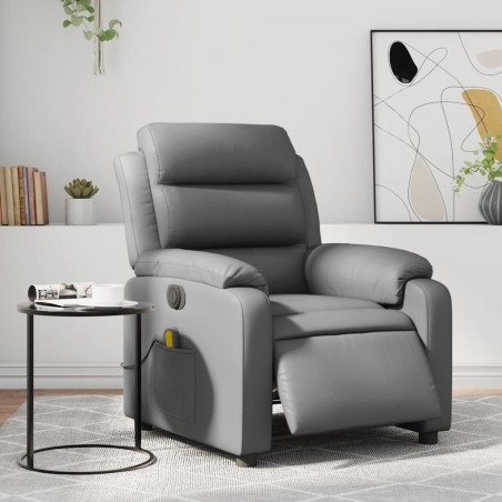 vidaXL Poltrona Massaggiante Elettrica Reclinabile Grigio Similpelle