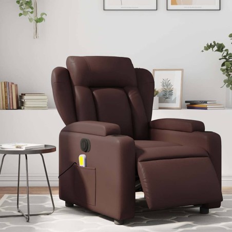 vidaXL Poltrona Massaggiante Elettrica Marrone in Similpelle