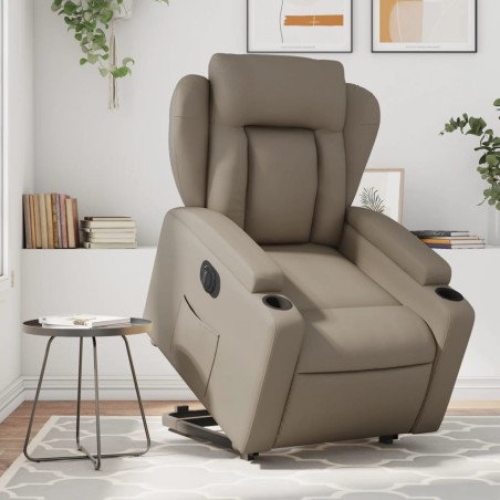 vidaXL Poltrona Alzapersona Reclinante Elettrica Cappuccino Similpelle