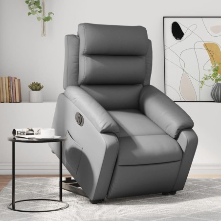 vidaXL Poltrona Alzapersona Reclinabile Grigio in Similpelle