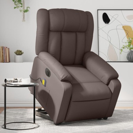 vidaXL Poltrona Alzapersona Elettrica Reclinabile Marrone Similpelle