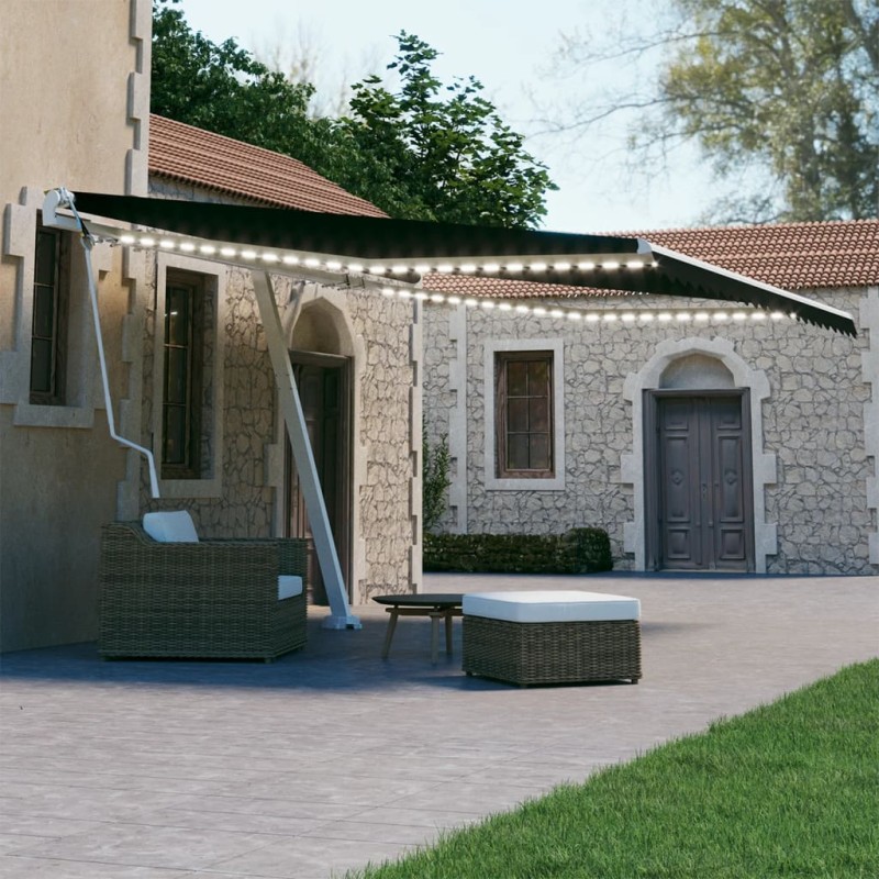 Tenda Automatica con Sensore Vento e LED 450x300 cm Antracite Tenda Automatica con Sensore Vento e LED 450x300 cm Antracite
