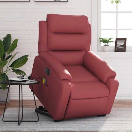 vidaXL Poltrona Alzapersona Reclinabile Rosso Vino in Similpelle