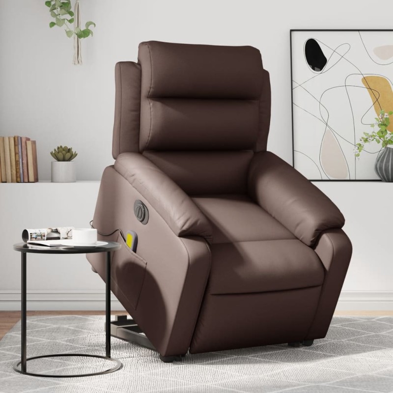 vidaXL Poltrona Alzapersona Elettrica Reclinabile Marrone Similpelle