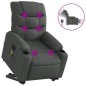 vidaXL Poltrona Alzapersona Massaggi Elettrica Grigio Scuro Tessuto