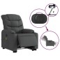 vidaXL Poltrona Alzapersona Massaggi Elettrica Grigio Scuro Tessuto