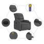 vidaXL Poltrona Alzapersona Massaggi Elettrica Grigio Scuro Tessuto