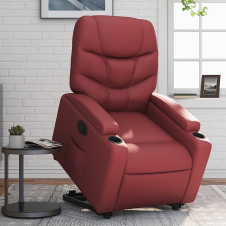 vidaXL Poltrona Alzapersona Reclinabile Rosso Vino in Similpelle