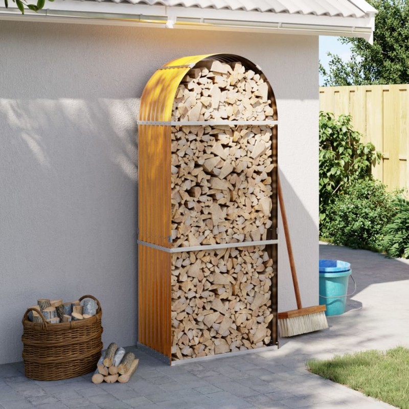 vidaXL Portaceppi Marrone Chiaro 80x45x190 cm in Acciaio Zincato vidaXL Portaceppi Marrone Chiaro 80x45x190 cm in Acciaio Zincato