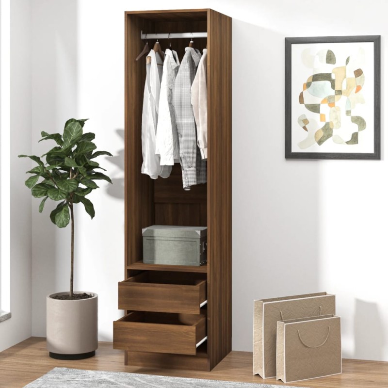 Armadio con Cassetti Rovere Marrone 50x50x200 Legno Multistrato Armadio con Cassetti Rovere Marrone 50x50x200 Legno Multistrato