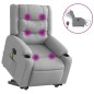 vidaXL Poltrona Alzapersona Massaggi Elettrica Grigio Chiaro Tessuto