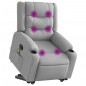 vidaXL Poltrona Alzapersona Massaggi Elettrica Grigio Chiaro Tessuto