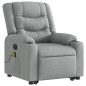 vidaXL Poltrona Alzapersona Massaggi Elettrica Grigio Chiaro Tessuto