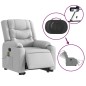 vidaXL Poltrona Alzapersona Massaggi Elettrica Grigio Chiaro Tessuto