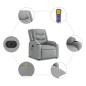 vidaXL Poltrona Alzapersona Massaggi Elettrica Grigio Chiaro Tessuto