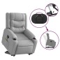 vidaXL Poltrona Alzapersona Massaggi Elettrica Grigio Chiaro Tessuto