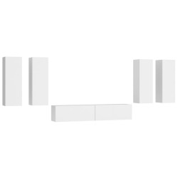 Set di Mobili Porta TV 6 pz Bianco Lucido in Legno Multistrato