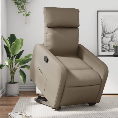 vidaXL Poltrona Alzapersona Reclinabile Cappuccino in Similpelle