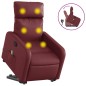 vidaXL Poltrona Alzapersone Massaggi Reclinabile Rosso Vino Similpelle