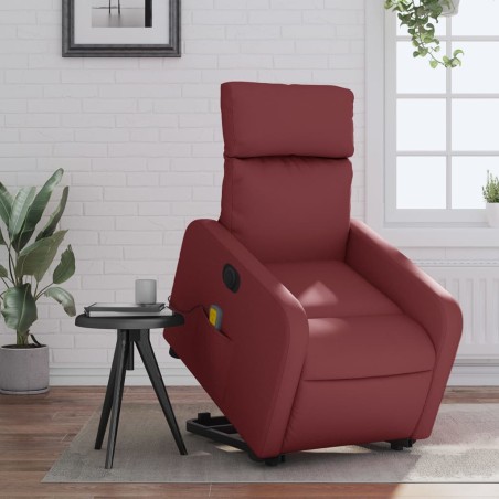 vidaXL Poltrona Alzapersona Reclinabile Rosso Vino in Similpelle