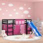 vidaXL Letto a Soppalco con Tende Bambini Rosa 80x200 cm Massello Pino vidaXL Letto a Soppalco con Tende Bambini Rosa 80x200 cm Massello Pino