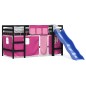 vidaXL Letto a Soppalco con Tende Bambini Rosa 80x200 cm Massello Pino vidaXL Letto a Soppalco con Tende Bambini Rosa 80x200 cm Massello Pino