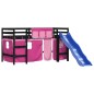 vidaXL Letto a Soppalco con Tende Bambini Rosa 80x200 cm Massello Pino vidaXL Letto a Soppalco con Tende Bambini Rosa 80x200 cm Massello Pino