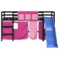 vidaXL Letto a Soppalco con Tende Bambini Rosa 80x200 cm Massello Pino vidaXL Letto a Soppalco con Tende Bambini Rosa 80x200 cm Massello Pino