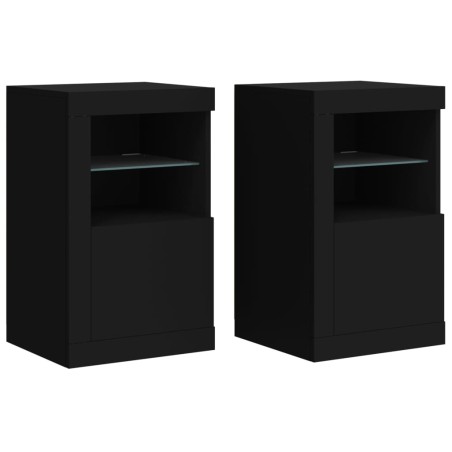vidaXL Armadietti con Luci LED 2pz Neri in Legno Multistrato