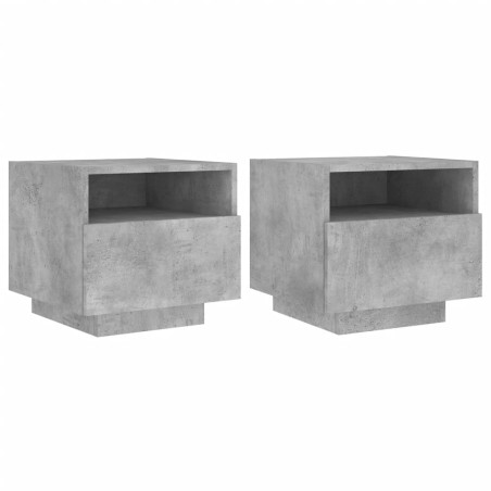 vidaXL Comodini con Luci LED 2pz Grigio Cemento 40x39x37 cm