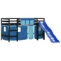 vidaXL Letto a Soppalco Bambini con Tende Blu 90x190 cm Massello Pino