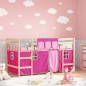 vidaXL Letto a Soppalco con Tende Bambini Rosa 90x190 cm Massello Pino vidaXL Letto a Soppalco con Tende Bambini Rosa 90x190 cm Massello Pino