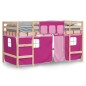 vidaXL Letto a Soppalco con Tende Bambini Rosa 90x190 cm Massello Pino vidaXL Letto a Soppalco con Tende Bambini Rosa 90x190 cm Massello Pino