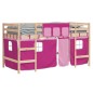 vidaXL Letto a Soppalco con Tende Bambini Rosa 90x190 cm Massello Pino vidaXL Letto a Soppalco con Tende Bambini Rosa 90x190 cm Massello Pino